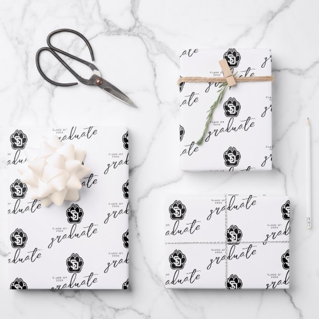 University of South Dakota Coyotes Graduation Wrapping Paper Sheets (Front)