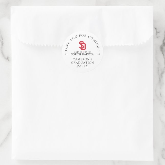 University of South Dakota Graduation Classic Round Sticker (Bag)