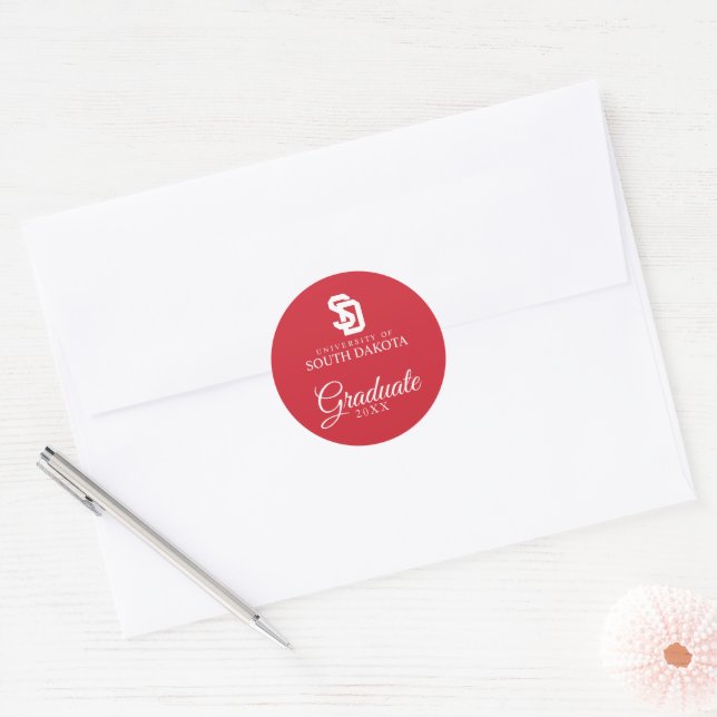 University of South Dakota Graduation Classic Round Sticker (Envelope)