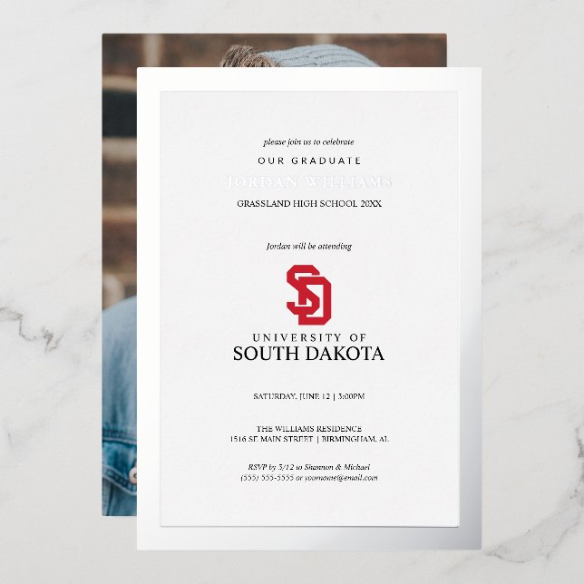 University of South Dakota Graduation Foil Invitation (Front/Back)
