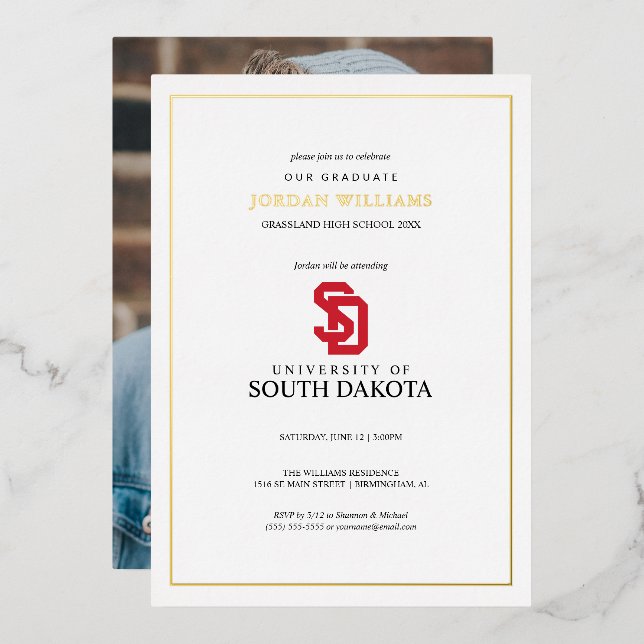 University of South Dakota Graduation Foil Invitation (Front/Back)