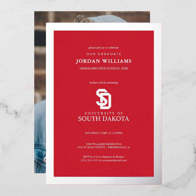 University of South Dakota Graduation Foil Invitation (Front/Back)