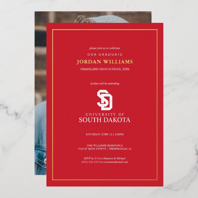 University of South Dakota Graduation Foil Invitation (Front/Back)