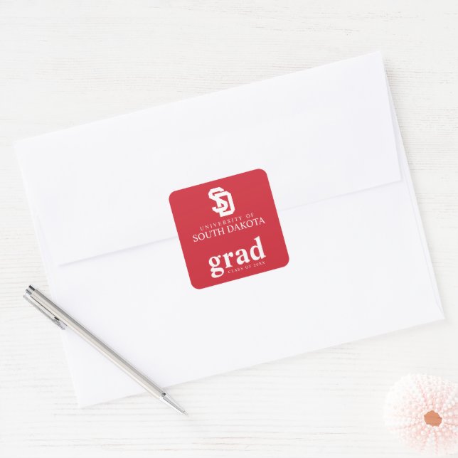 University of South Dakota Graduation Square Sticker (Envelope)