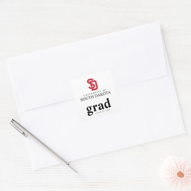 University of South Dakota Graduation Square Sticker (Envelope)