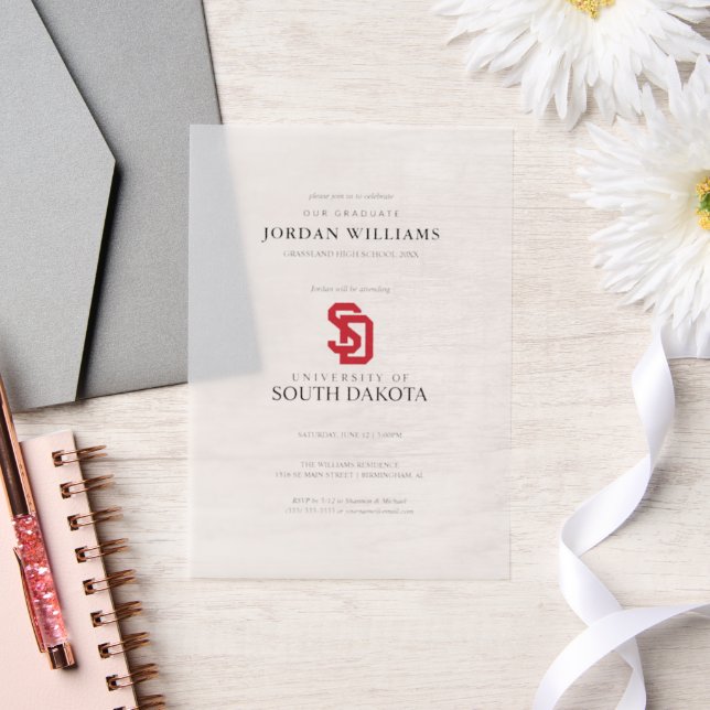 University of South Dakota Graduation Vellum Invitations (Wedding)