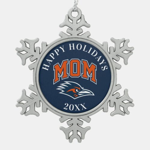 University of Texas Mom Snowflake Pewter Christmas Ornament