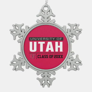 University of Utah Class Year Snowflake Pewter Christmas Ornament