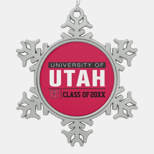 University of Utah Class Year Snowflake Pewter Christmas Ornament