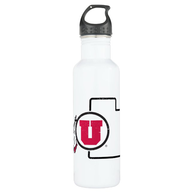 University of Utah | Classic State Logo Stainless Steel Water Bottle (Front)