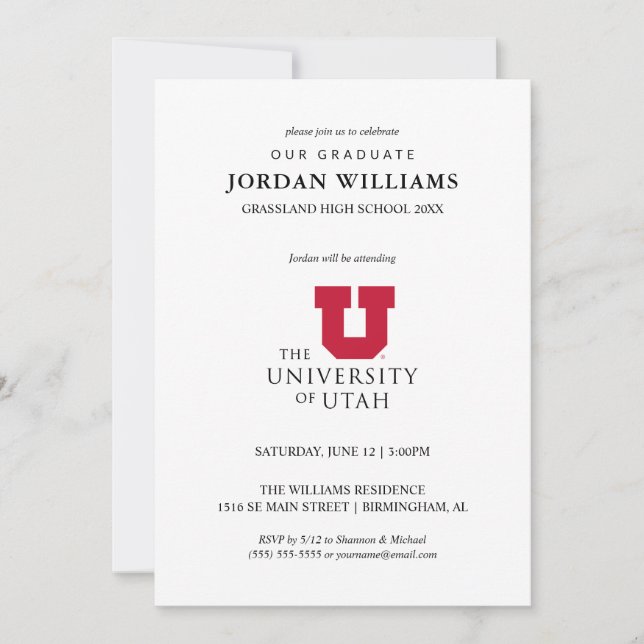 University of Utah Graduation Announcement (Front)