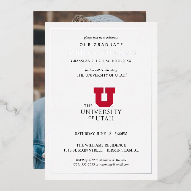 University of Utah Graduation Foil Invitation (Front/Back)