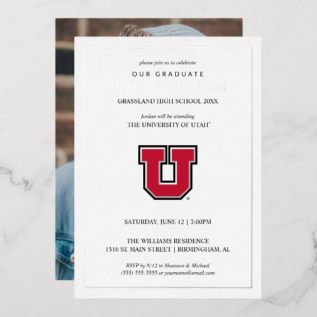 University of Utah Graduation Foil Invitation (Front/Back)