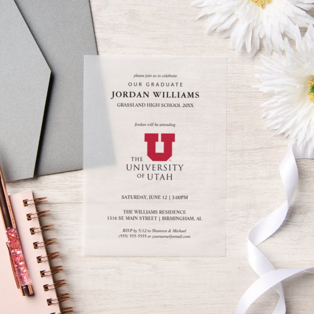 University of Utah Graduation Vellum Invitations (Wedding)