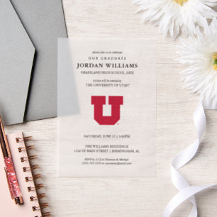 University of Utah Graduation Vellum Invitations