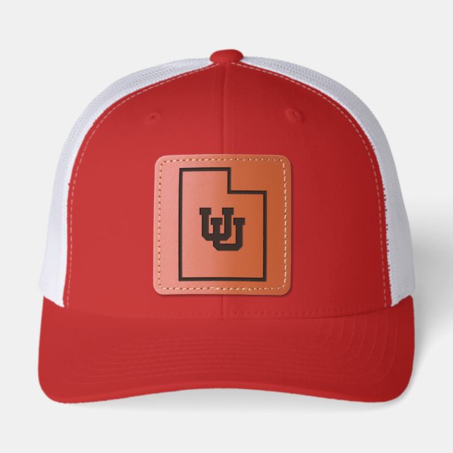 University of Utah Red UU Emblem Utah State Leather Patch Hat (Front)