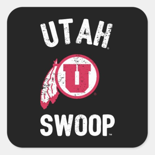 University of Utah  Retro Swoop Square Sticker