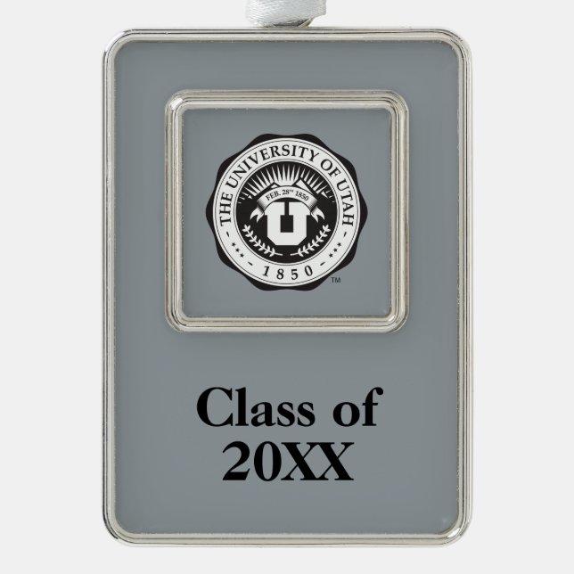 University of Utah Seal with Year Silver Plated Framed Ornament (Front)