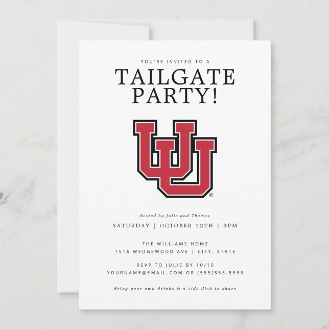 University of Utah Tailgate Party Invitation (Front)