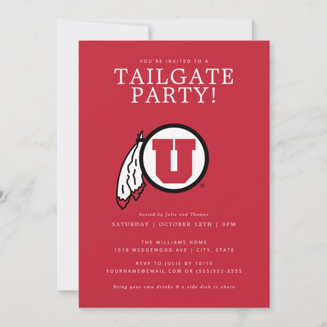 University of Utah Tailgate Party Invitation (Front)