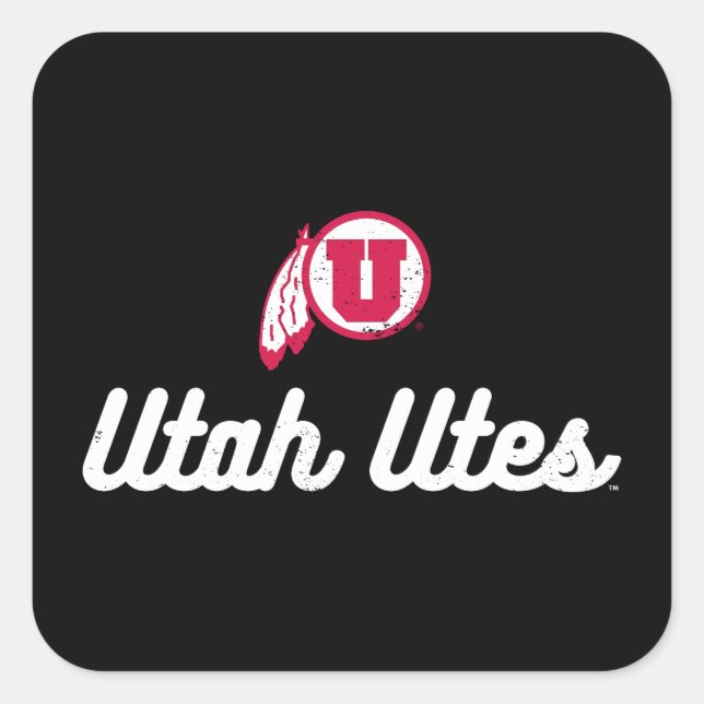 University of Utah | Vintage Script Utes Square Sticker (Front)