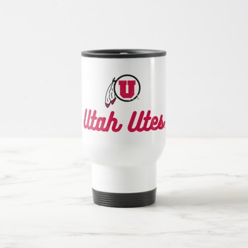 University of Utah  Vintage Script Utes Travel Mug