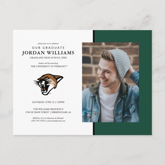 University of Vermont Catamount Announcement Postcard (Front)