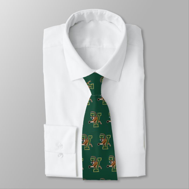 University of Vermont Catamount V Neck Tie (Tied)
