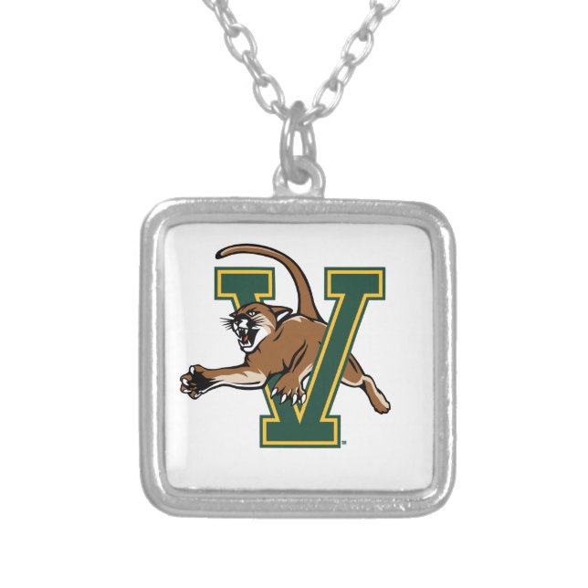 University of Vermont Catamount V Silver Plated Necklace (Front)