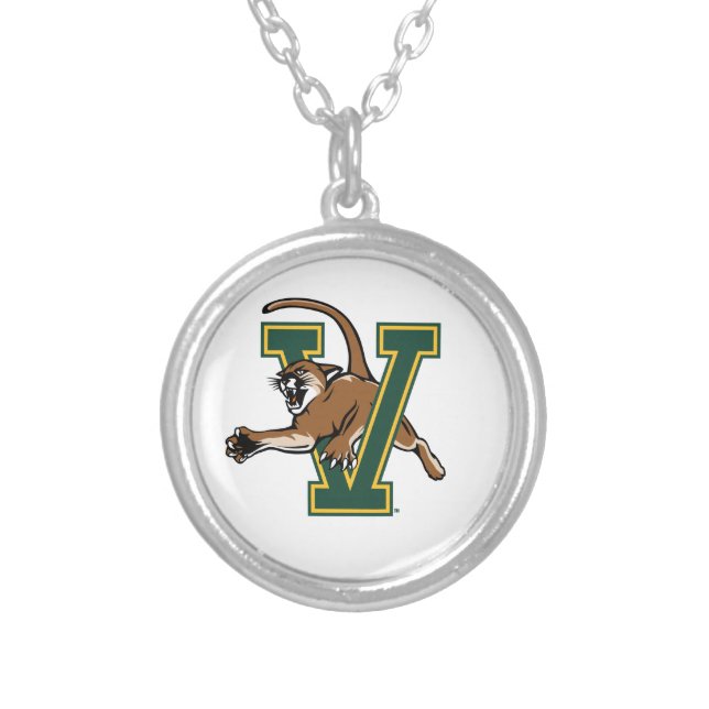 University of Vermont Catamount V Silver Plated Necklace (Front)