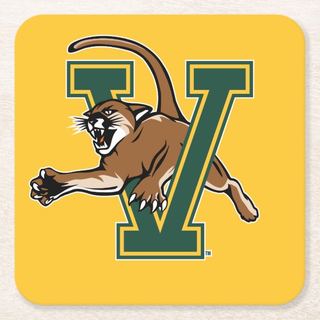 University of Vermont Catamount V Square Paper Coaster (Front)