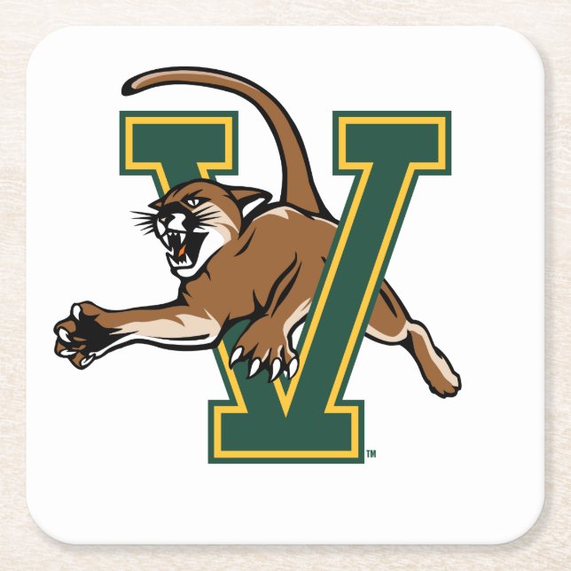 University of Vermont Catamount V Square Paper Coaster (Front)