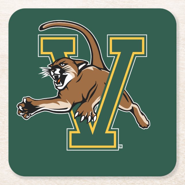 University of Vermont Catamount V Square Paper Coaster (Front)