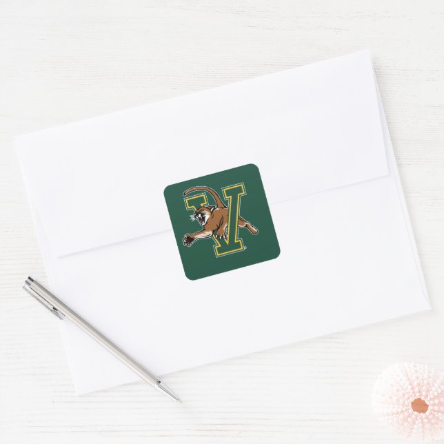 University of Vermont Catamount V Square Sticker (Envelope)