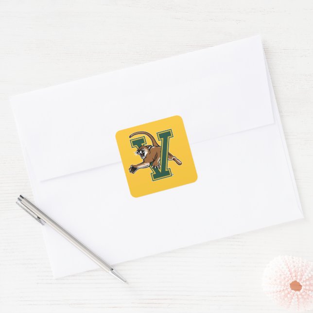 University of Vermont Catamount V Square Sticker (Envelope)