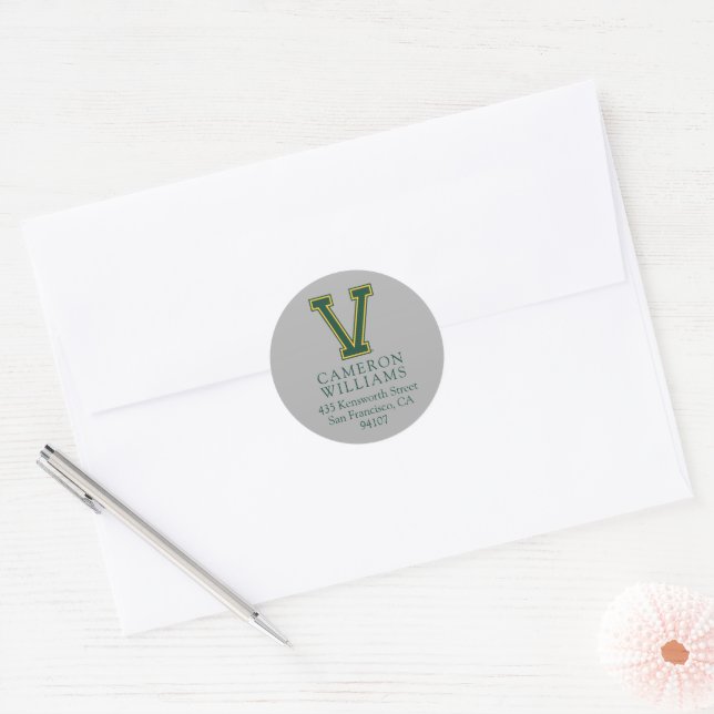 University of Vermont V Classic Round Sticker (Envelope)