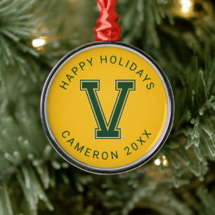 University of Vermont V Metal Ornament