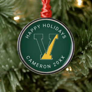University of Vermont   V Metal Ornament