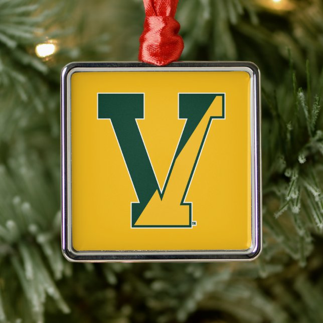 University of Vermont V Metal Ornament (Tree)
