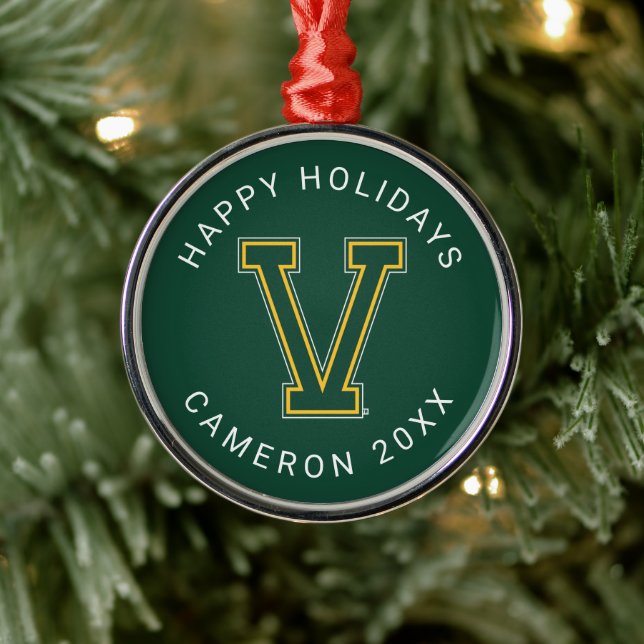 University of Vermont V Metal Ornament (Tree)