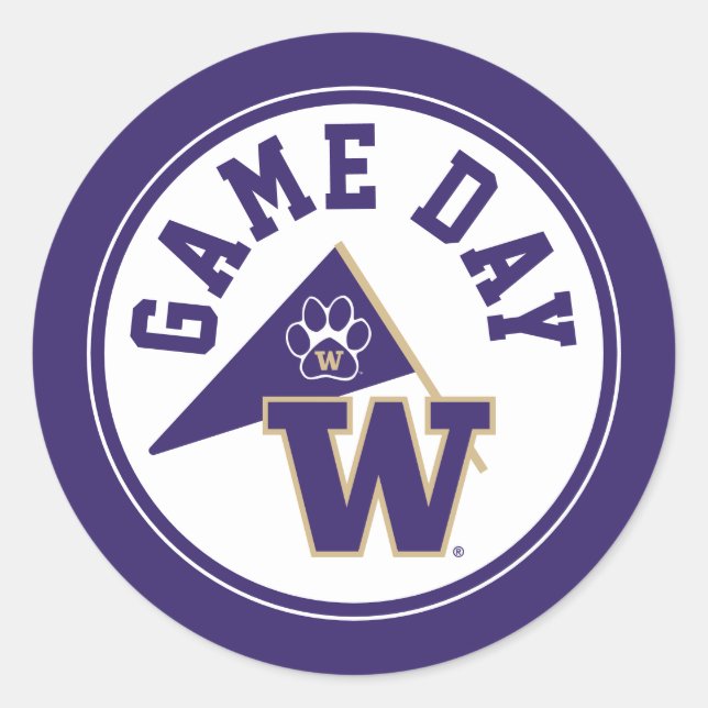 University of Washington Game Day Classic Round Sticker (Front)