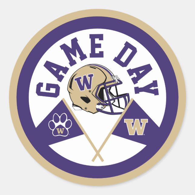 University of Washington Game Day Classic Round Sticker (Front)