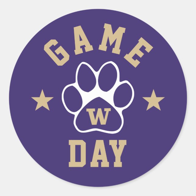 University of Washington Game Day Classic Round Sticker (Front)