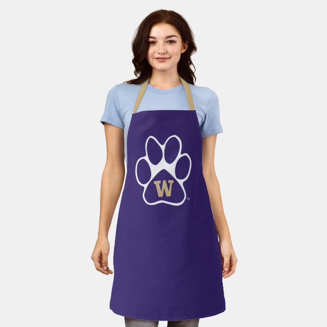 University of Washington Purple & Gold Husky Paw Apron (Worn)
