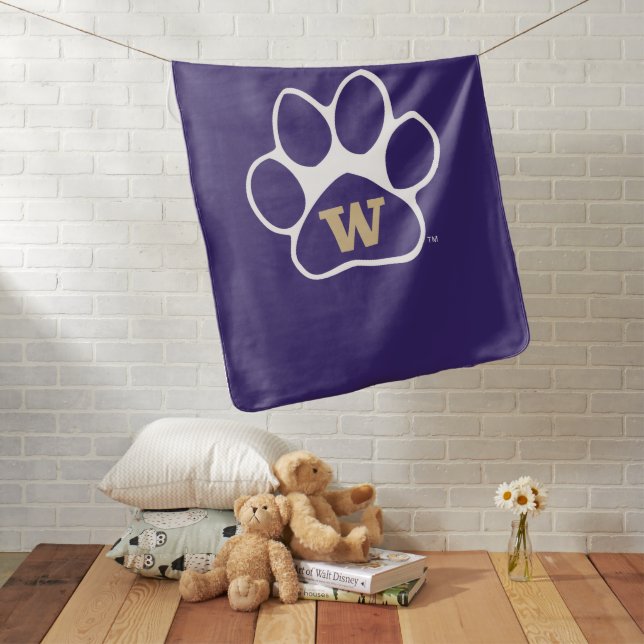University of Washington Purple & Gold Husky Paw Baby Blanket (In Situ)