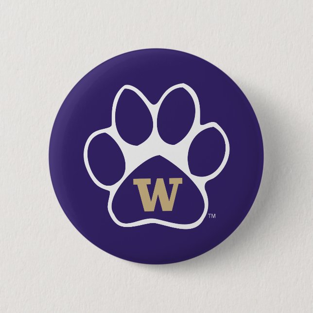 University of Washington Purple & Gold Husky Paw Button (Front)
