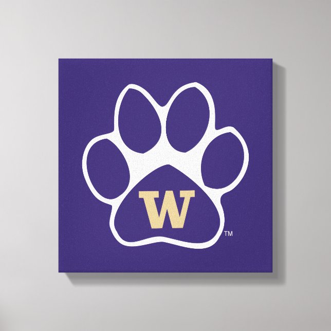 University of Washington Purple & Gold Husky Paw Canvas Print (Front)