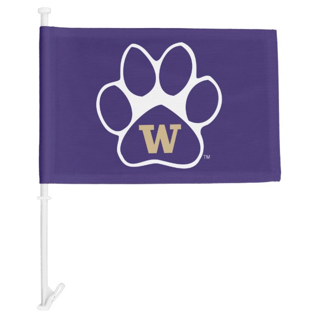 University of Washington Purple & Gold Husky Paw Car Flag (Front)