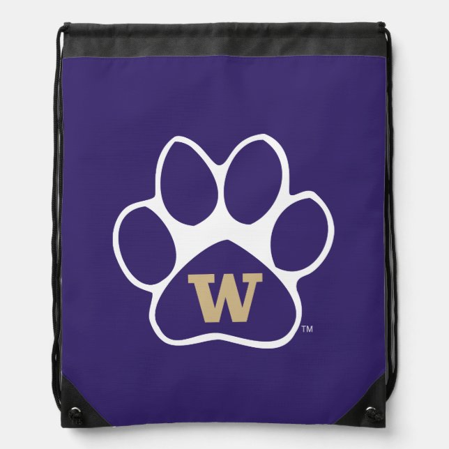 University of Washington Purple & Gold Husky Paw Drawstring Bag (Front)