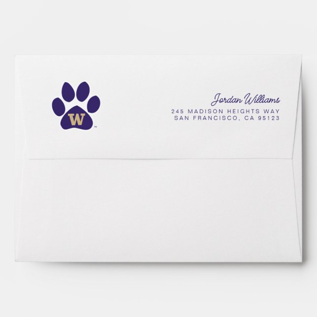 University of Washington Purple & Gold Husky Paw Envelope (Back (Top Flap))